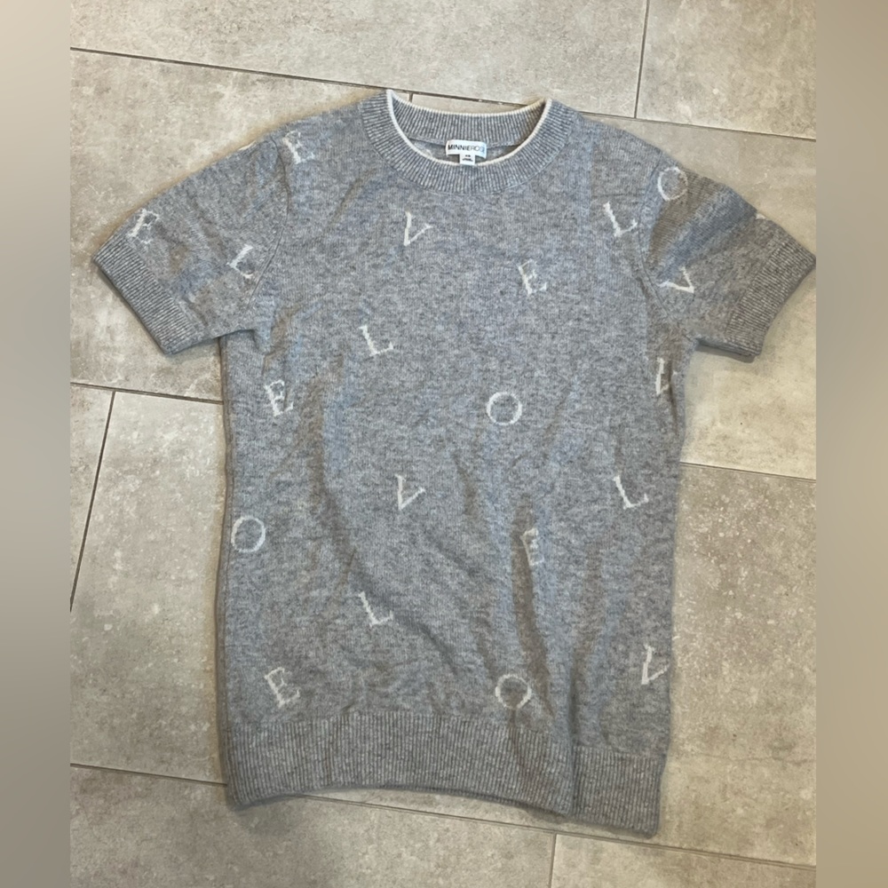 Minnie Rose Short Sleeve Love Cashmere Sweater